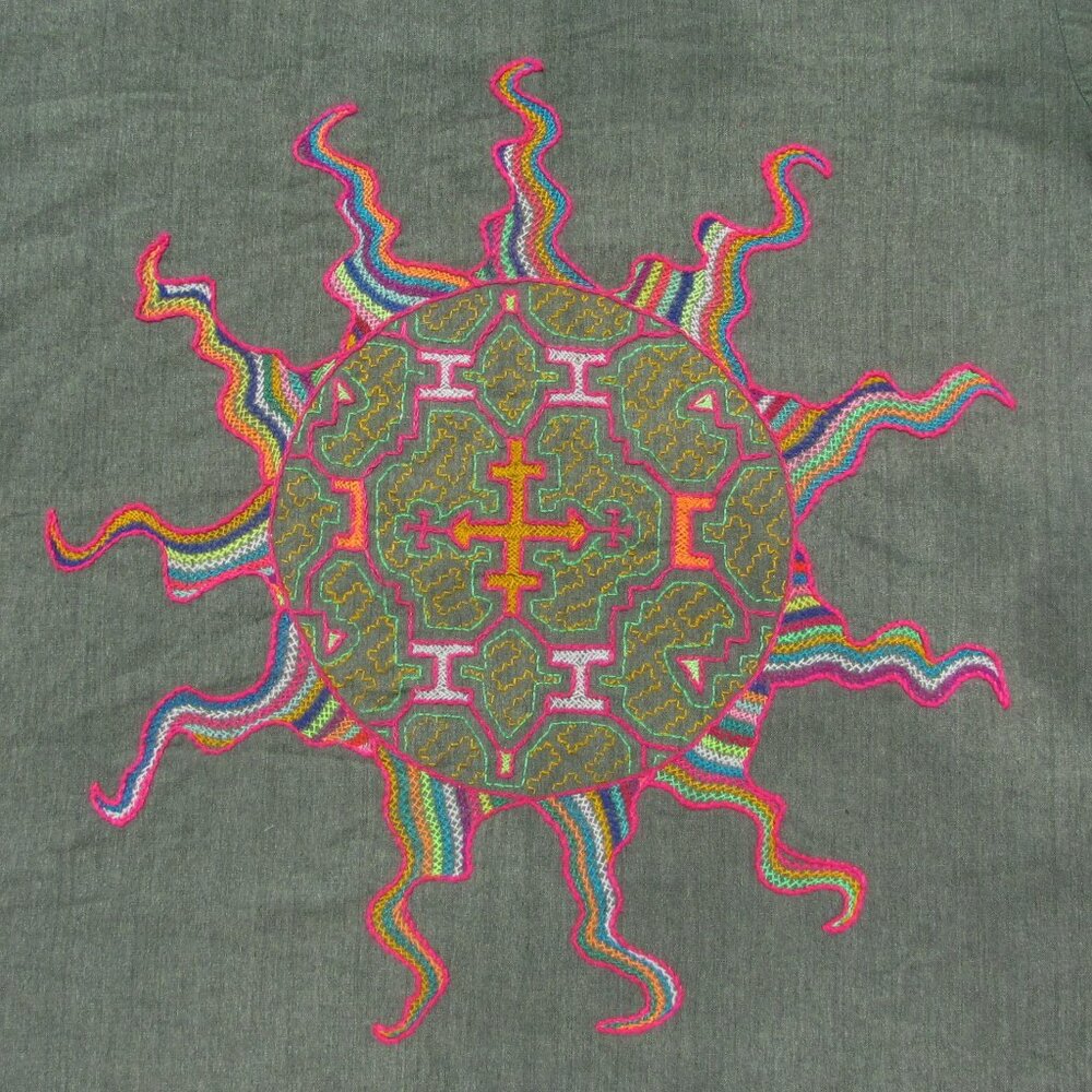 Peruvian Import Sun Embroidered Tunic Size S Boho Festival Tribal Hippie Art